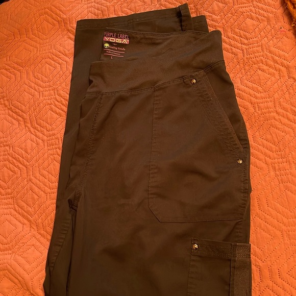 Purple label yoga by healing hands, large, scrub bottoms, black - Picture 1 of 3